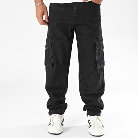 2Y Premium - Pantalon Cargo Jean Relaxed Fit Noir