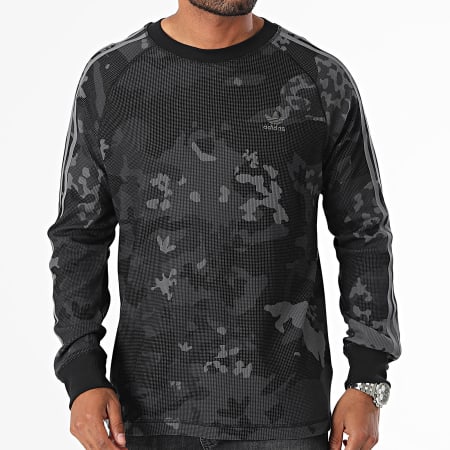 Adidas Originals - T-shirt met lange mouwen IZ2519 Zwart Houtskool Grijs Camouflage