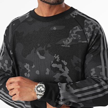 Adidas Originals - T-shirt met lange mouwen IZ2519 Zwart Houtskool Grijs Camouflage