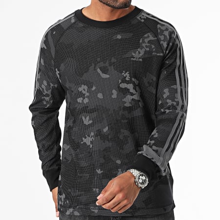 Adidas Originals - T-shirt met lange mouwen IZ2519 Zwart Houtskool Grijs Camouflage