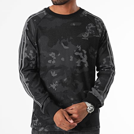 Adidas Originals - T-shirt met lange mouwen IZ2519 Zwart Houtskool Grijs Camouflage