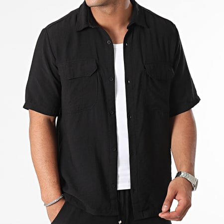 KZR - Ensemble Chemise Manches Courtes Et Pantalon Noir