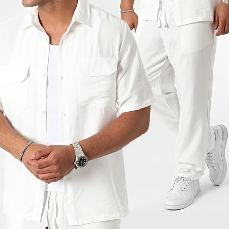 KZR - Ensemble Chemise Manches Courtes Et Pantalon Blanc