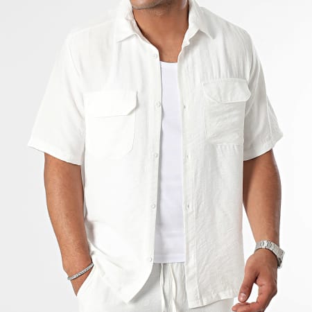 KZR - Ensemble Chemise Manches Courtes Et Pantalon Blanc