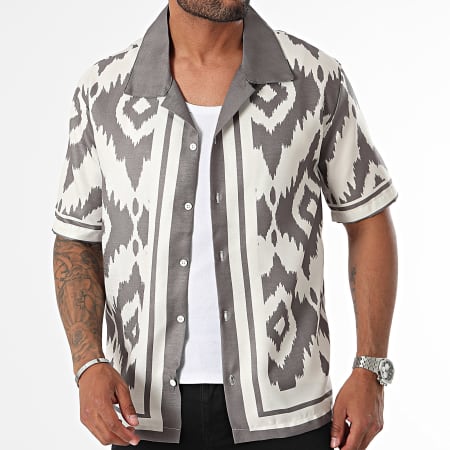 KZR - Camisa Manga Corta Gris Antracita Beige