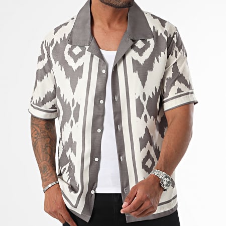 KZR - Camisa Manga Corta Gris Antracita Beige