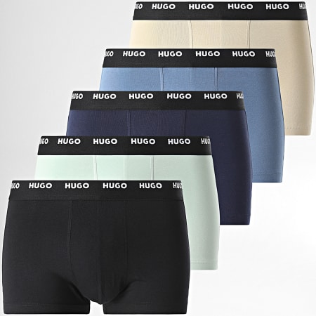 HUGO - Lot De 5 Boxers Trunk 50479944 Bleu Marine Beige Noir Vert Clair Bleu Clair