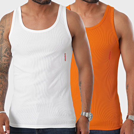 HUGO - Lote de 2 camisetas de tirantes 50469790 Blanco Naranja