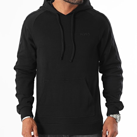 HUGO - Sudadera con capucha y logotipo tonal 50520502 Negro