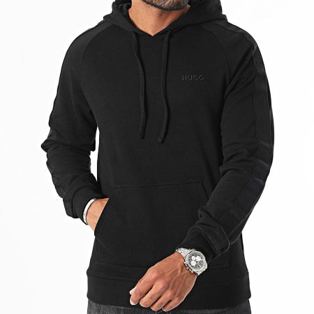 HUGO - Sudadera con capucha y logotipo tonal 50520502 Negro