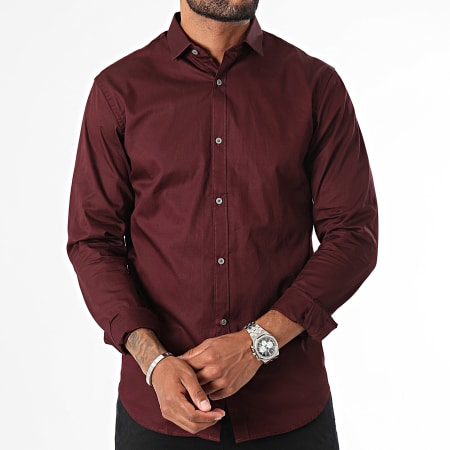 Jack And Jones - Cardiff Bordeaux shirt met lange mouwen