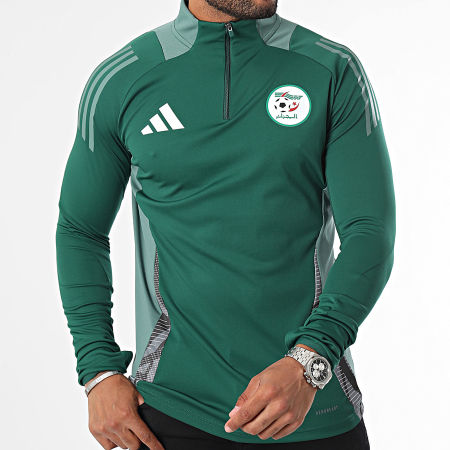 Adidas Sportswear - Algerije Stripe Zip Sweat Top JJ5985 Donkergroen