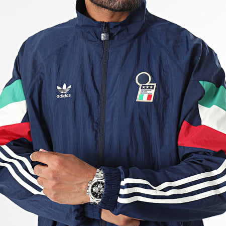 adidas - FIGC IY4628 Giacca con zip a righe blu navy