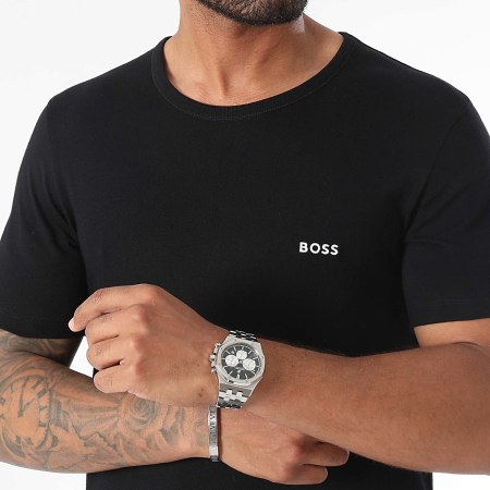 BOSS - Lot De 3 Tee Shirts 50517856 Noir Vert Kaki Bleu Clair