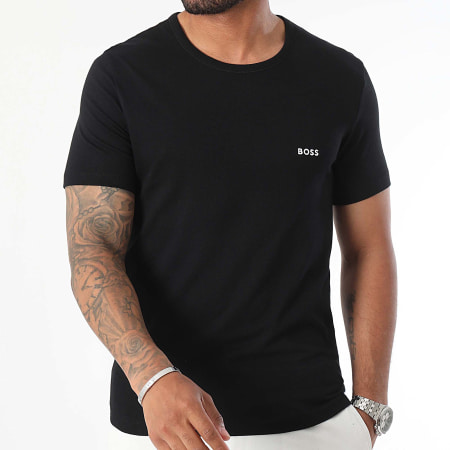 BOSS - Lot De 3 Tee Shirts 50517856 Noir Vert Kaki Bleu Clair