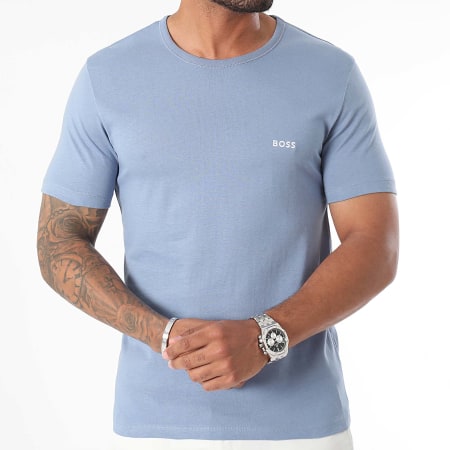 BOSS - Lot De 3 Tee Shirts 50517856 Noir Vert Kaki Bleu Clair