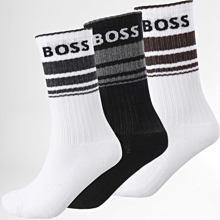 BOSS - Lot De 3 Paires De Chaussettes Rib Strip 50515143 Blanc Noir