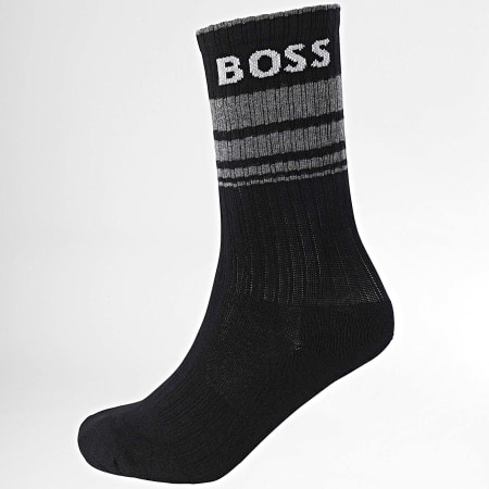 BOSS - 3 Pares Calcetines Rib Strip 50515143 Blanco Negro