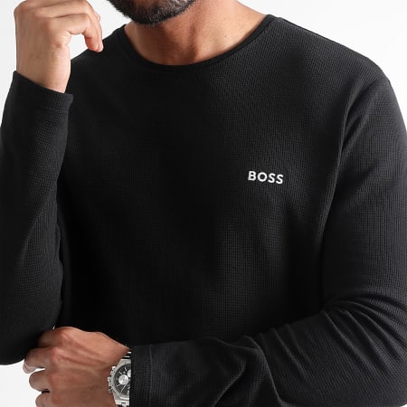 BOSS - Camiseta de manga larga Waffle 50479387 Negro