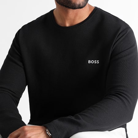 BOSS - Camiseta de manga larga Waffle 50479387 Negro