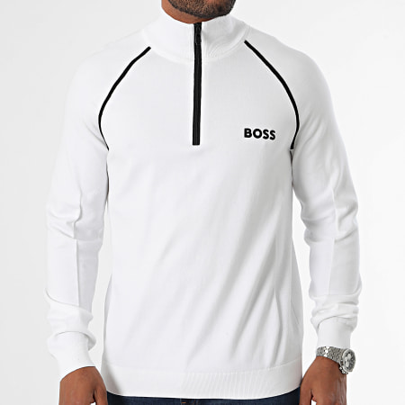 BOSS - Felpa Hydro X con collo a zip 50519377 Bianco