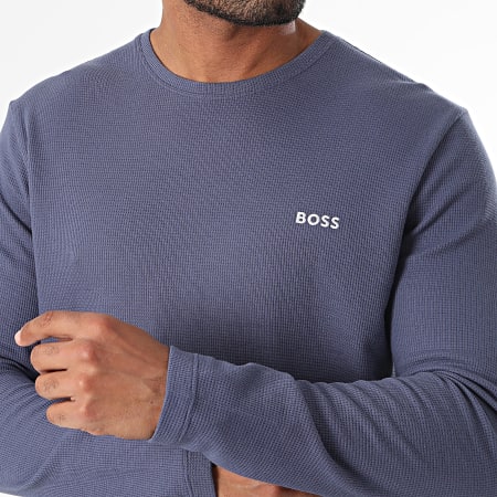 BOSS - Camiseta de manga larga Waffle 50479387 Azul marino