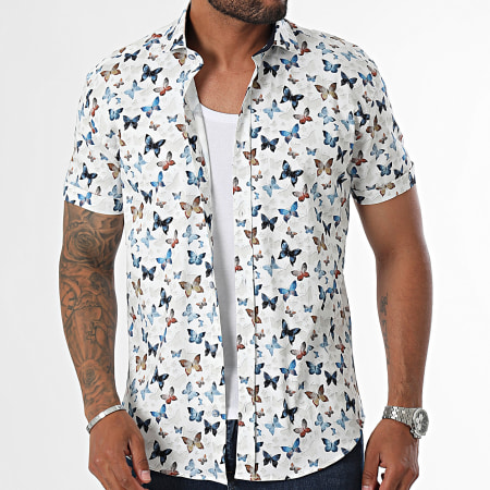 Classic Series - Blanco Azul Marrón Camisa Manga Corta