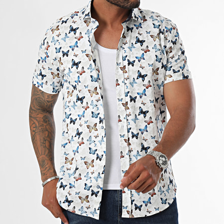 Classic Series - Blanco Azul Marrón Camisa Manga Corta