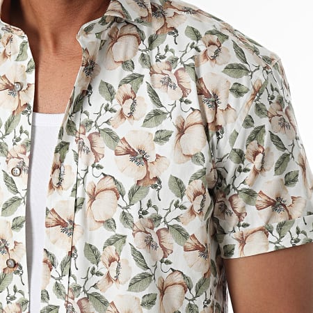 Classic Series - Camisa Manga Corta Blanco Beige Verde Floral