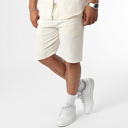 Classic Series - Camel Beige Shirt met Korte Mouwen en Joggingbroek Set