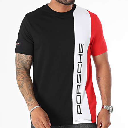 Porsche - Gestreept T-shirt 701228632 Zwart Wit Rood