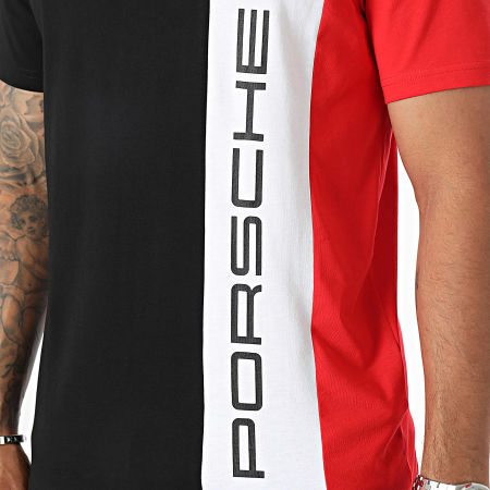 Porsche - Camiseta de rayas 701228632 Negro Blanco Rojo