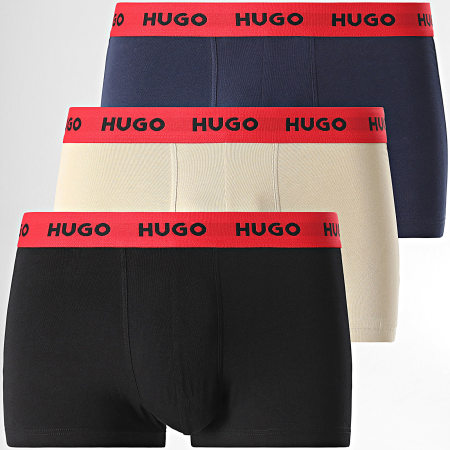 HUGO - Juego de 3 calzoncillos bóxer 50517878 Negro Beige Azul marino