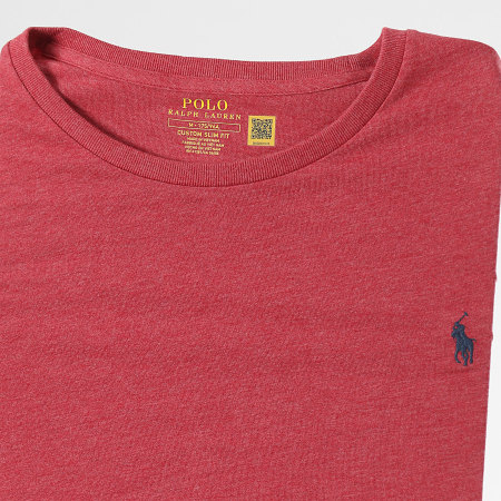 Polo Ralph Lauren - Tee Shirt Custom Slim Flit Classics Rouge Chiné