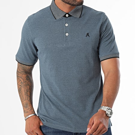 Produkt - Polo korte mouw Basic gevlekt blauw