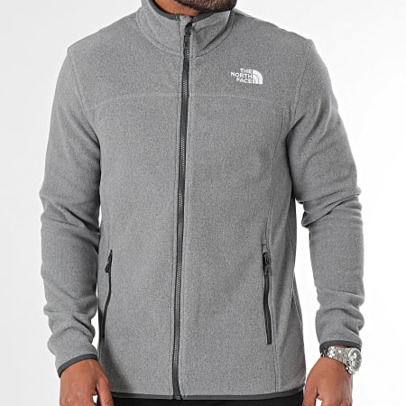 The North Face - Chaqueta polar con cremallera Glacier A855X Gris jaspeado