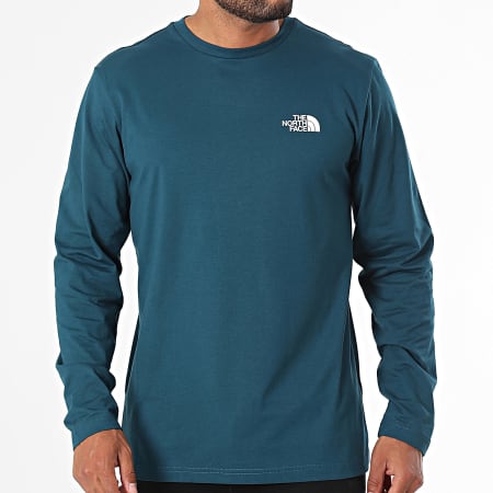 The North Face - Tee Shirt Manches Longues Simple Dome A87QN Bleu Canard