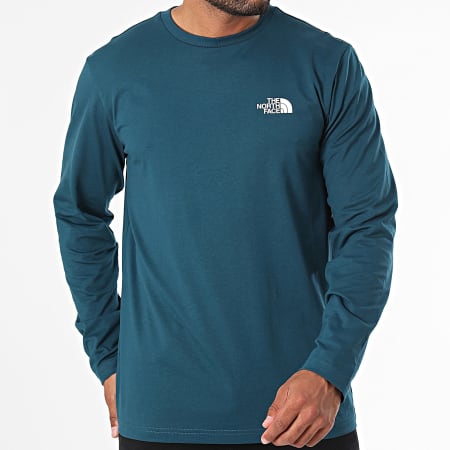 The North Face - Tee Shirt Manches Longues Simple Dome A87QN Bleu Canard