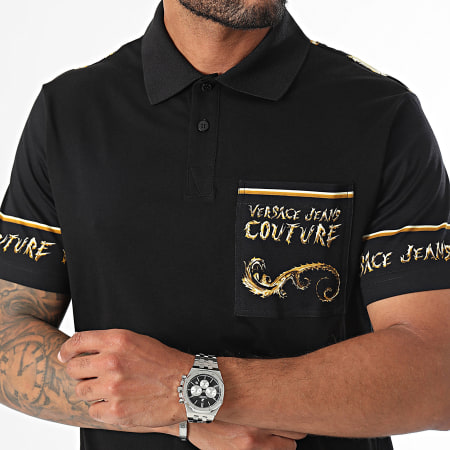 Versace Jeans Couture - Polo Manches Courtes Pan Chrome 77GAG6RB-JS429 Noir Doré Renaissance