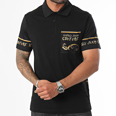 Versace Jeans Couture - Polo Pan Chrome a manica corta 77GAG6RB-JS429 Nero Oro Renaissance