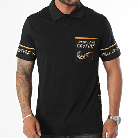 Versace Jeans Couture - Pan Chrome Korte Mouw Polo 77GAG6RB-JS429 Zwart Goud Renaissance