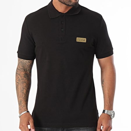 Versace Jeans Couture - Polo Manches Courtes Logo Placket 77GAGT08-CJ01T Noir Doré