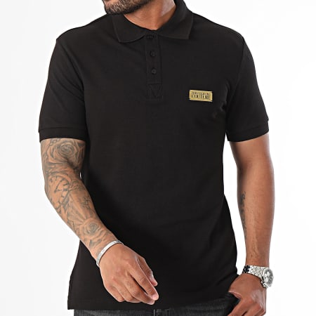 Versace Jeans Couture - Polo de manga corta Placket 77GAGT08-CJ01T Logo Negro Oro