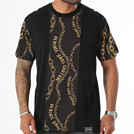 Versace Jeans Couture - Camiseta estampada Cadena Couture 77GAH622-JS365 Negro Oro