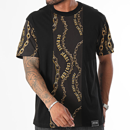 Versace Jeans Couture - T-shirt met opdruk Chain Couture 77GAH622-JS365 Zwart Goud