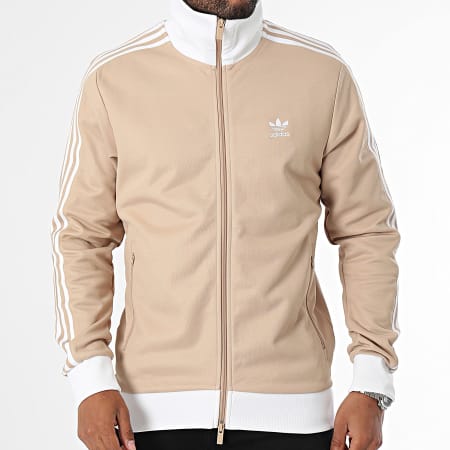 Adidas Originals - Beckenbauer IZ1858 Chaqueta con cremallera a rayas beige