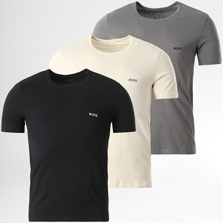 BOSS - Lot De 3 Tee Shirts 50517856 Noir Gris Beige