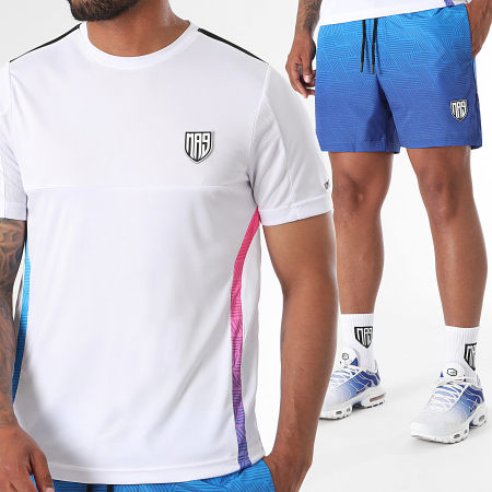 MA9 Mafia Nueve - Ensemble Tee Shirt Et Short De Bain Evomax Electric White Gradiente Magnetic Blue