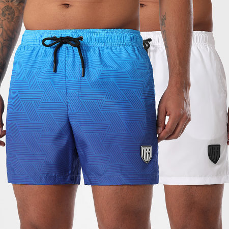 MA9 Mafia Nueve - Lot De 2 Shorts De Bain Faster White Gradiente Magnetic Blue