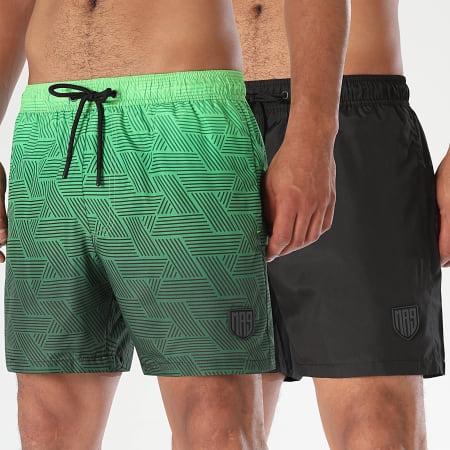 MA9 Mafia Nueve - Lot De 2 Shorts De Bain Faster Nero Gradiente Volt Verde